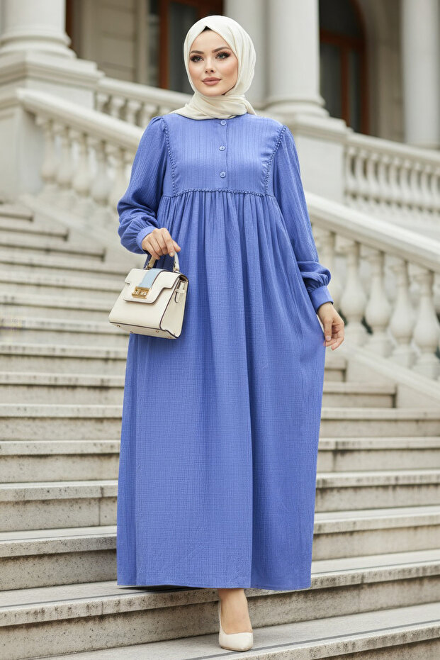 Striped Lavender Hijab Dress 19091LV