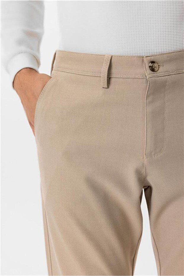 Bej Slim Desenli Pantolon - 3