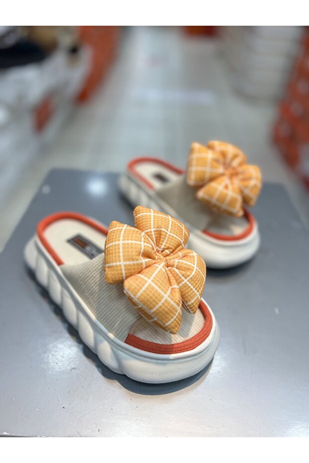Colorful Women's Puff Slippers with Bow