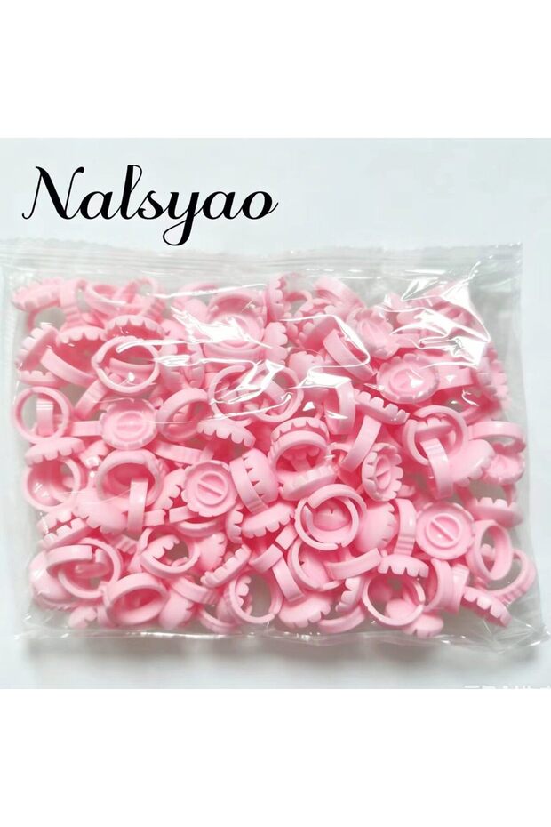 100PCS PINK CNK 100PCS Eyelash Glue Fan Cup Rings Holder Container for Eyelash Extension Tattoo Pigm