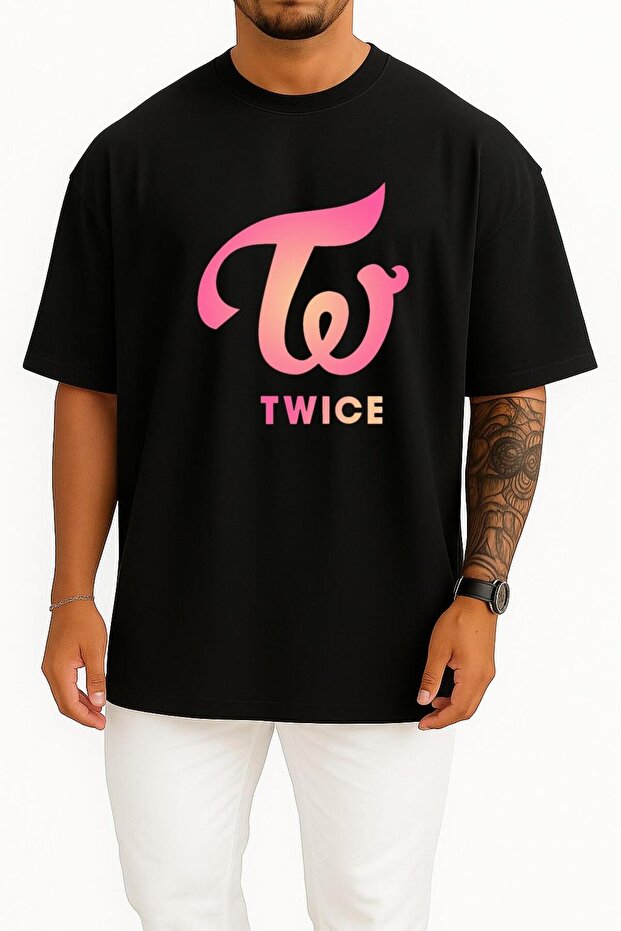 Oversize Twice K-Pop Logo Lıkey Signal Chest Design Unisex T-Shirt