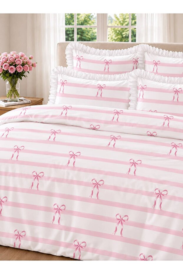 100% cotton single ruffled duvet cover set