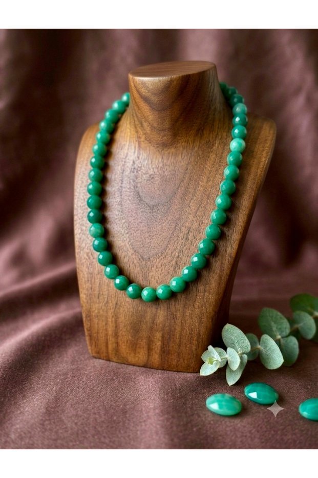 Old Original Handcrafted Faceted Model Jade Stone Necklace