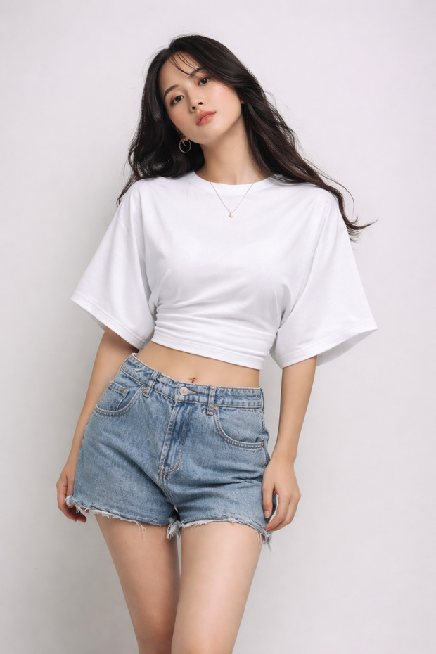 Women's Summer Short Sleeve White Crop Blouse