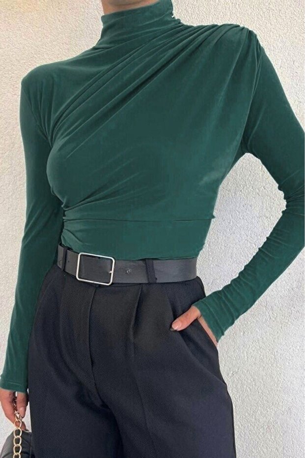 Emerald Sandy Blouse - Half Throat Drawstring
