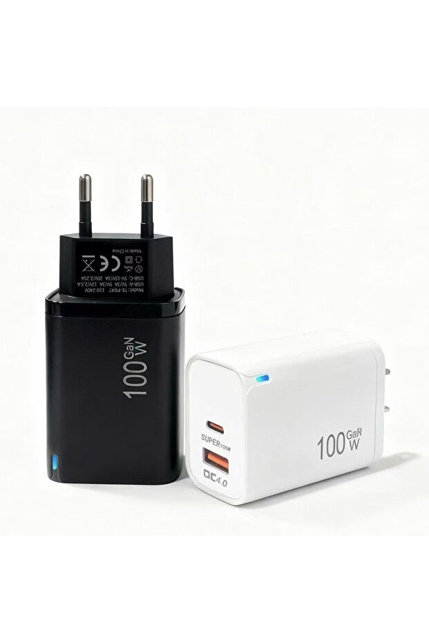 EU 100W GaN USB-C +USBA Charger for MacBook Air ,Samsung Galaxy,Ipad Pro, Phone 17/16/15 and More
