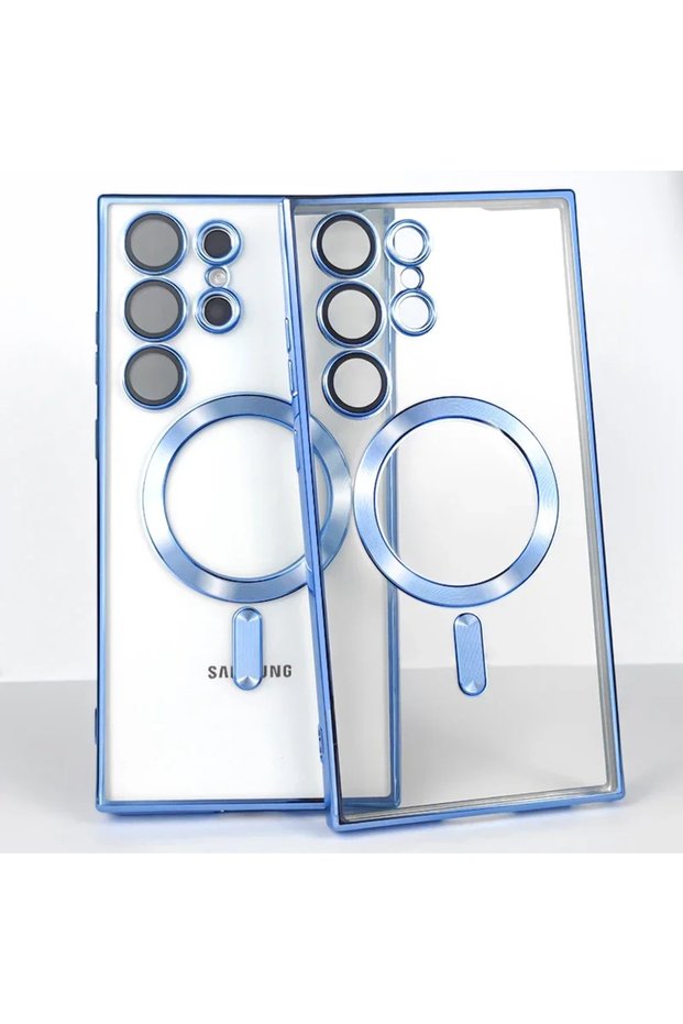 Galaxy S24 Ultra Light Blue Luxury Plating for Magsafe Magnetic Wireless Charging Case for Samsung G