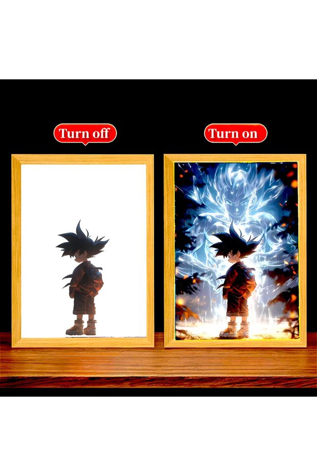 Bandai Dragon 07 Anime Figure Light Painting Photo Frame Dragon Ball Z Goku Led Night Light Lamp Bed