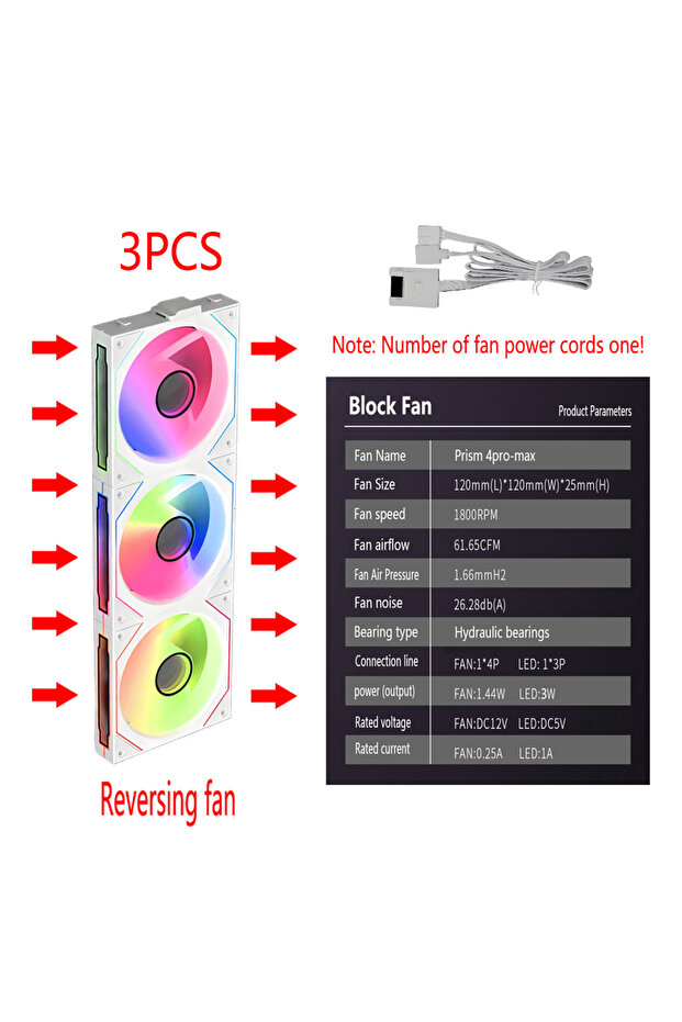 مروحة تبريد لوحدة المعالجة المركزية A-RGB WHITE، 3 قطع، 120 مم، مع تأثير إضاءة مرآة دوارة ARGB، مروحة تبريد للكمبيوتر الشخصي