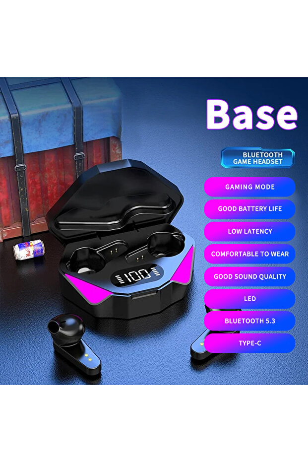 Base-Black 2025 New TWS Wireless Earphone 5.3 bluetooth Headphone Low Latency Earbud Esport Gaming H