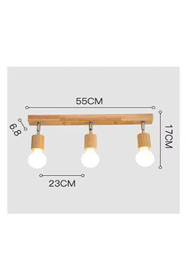 Without Bulb 3 Head Wooden Spotlights Surface Mounted Household LED Rotating Ceiling Light Living Ro