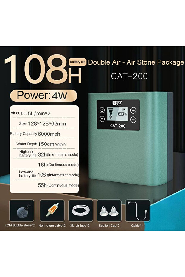 Oxygen pump Ultra Quiet Aquarium Aerator Lithium Battery Outdoor Fishing Live Fish Oxygen Pump Recha