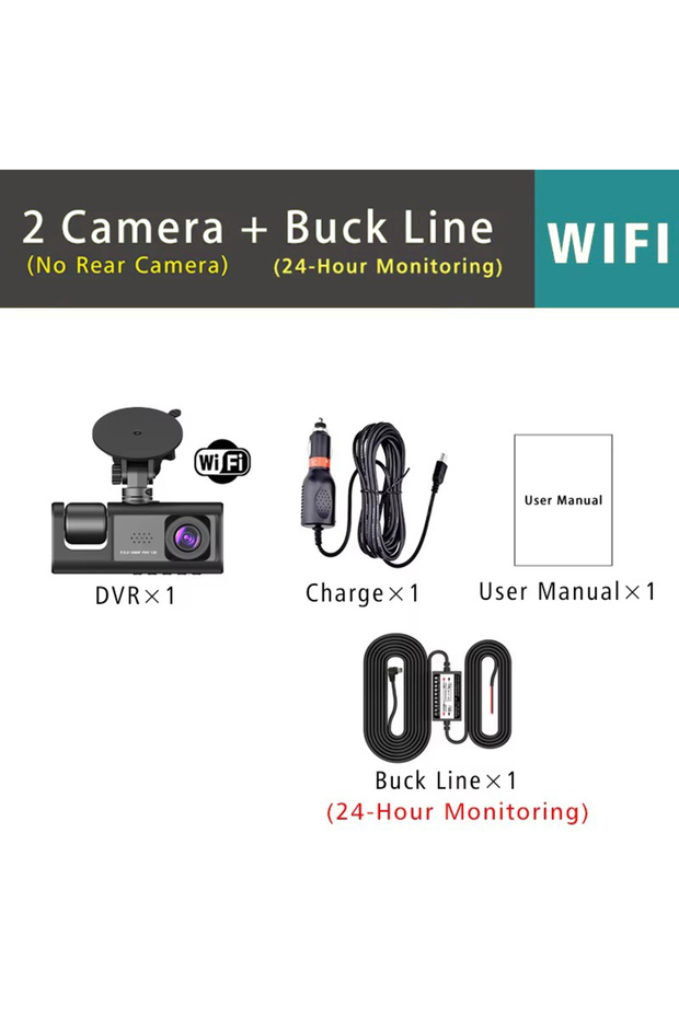 TH82-Wifi 2 Len-BL WiFi 3 Channel Car DVR Three Way Dash Cam Inside Vehicle Camera DVRs Recorder FHD
