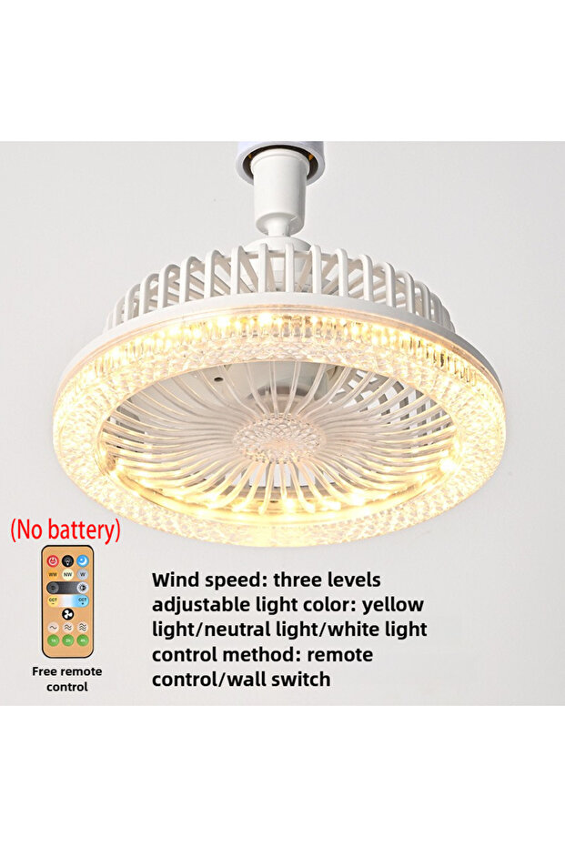 E27 85-265V New Ceiling Smart LED Fan Light Living Room Bedroom Modern and Simple Home Intelligent R