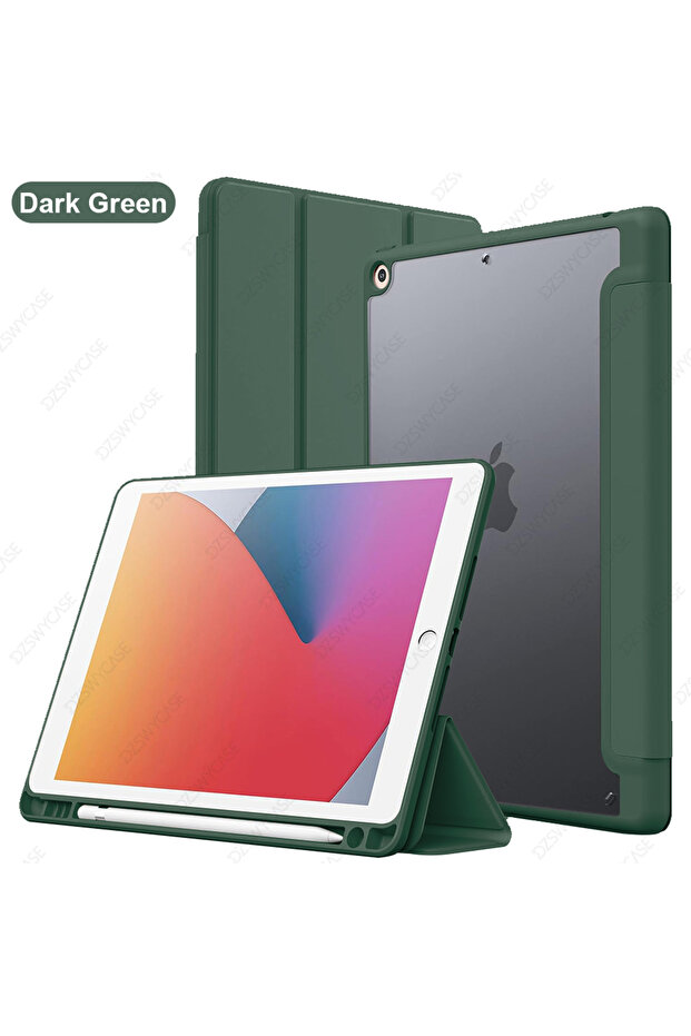 Dark Green Hybrid Slim Case for iPad 9th/8th/7th Generation (2021/2020/2019)10.2 Inch with Pencil Ho