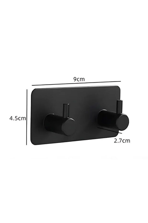 2 hooks-Black Adhesive Bathroom Hanger Row Holder 1/2/3/4 304 Stainless Steel Wall Hook for Coat Rob