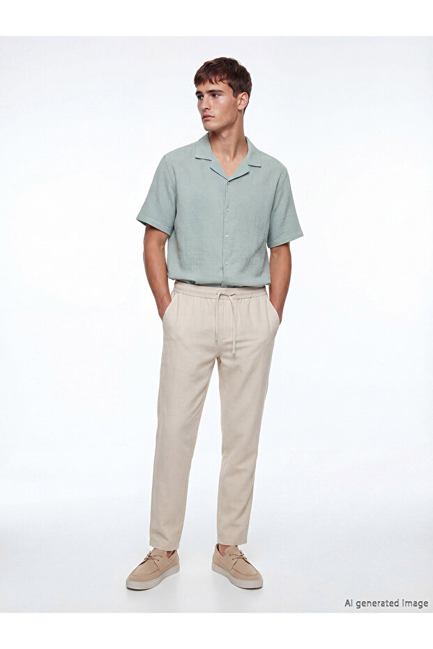 Nevavm Regular Fit Linen Look Men's Trousers with a Difference