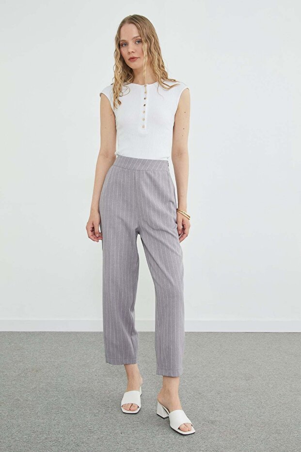 Striped Zippered Pants with Pliers Pocketed