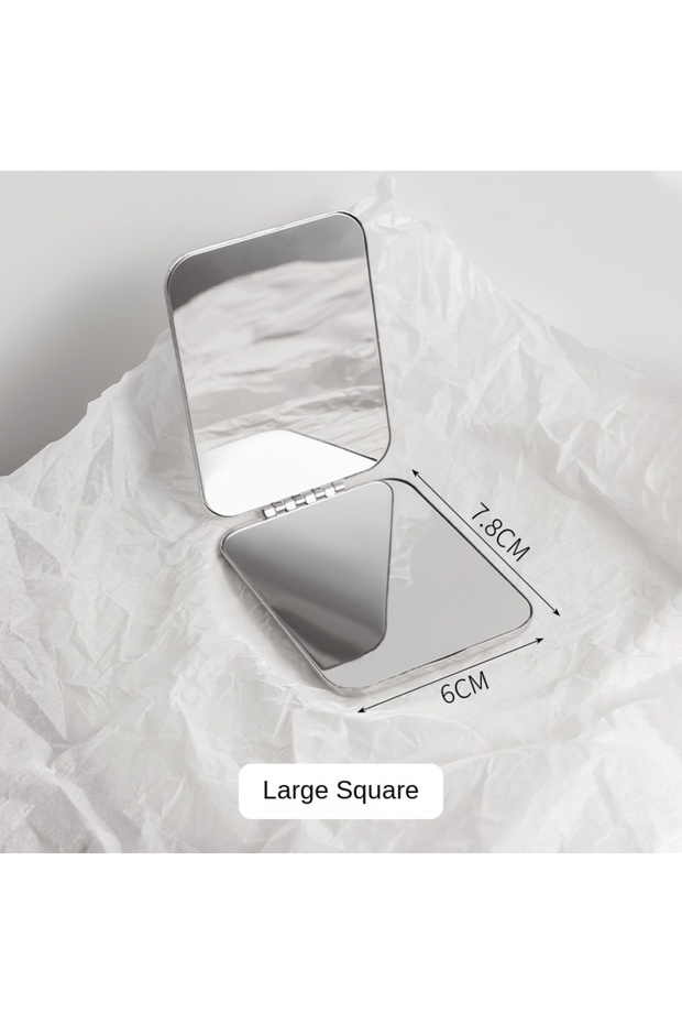 rectangle Shatterproof Stainless Steel Ultra Slim Folding Portable Cosmetic Mirror Handheld Travelli