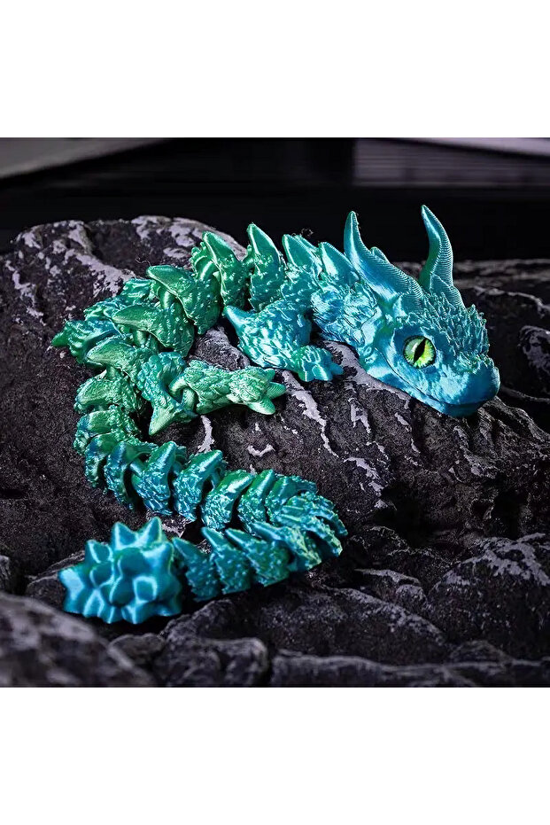Laser Green 1pc Charming 3D Printed Double-Horned Dragon Figurine with Random Eyes - Ideal for Car O