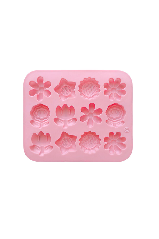 011pink 1pc Mini 12 cavity 6 small flower shaped candy chocolate cookies silicone mold kitchen handm