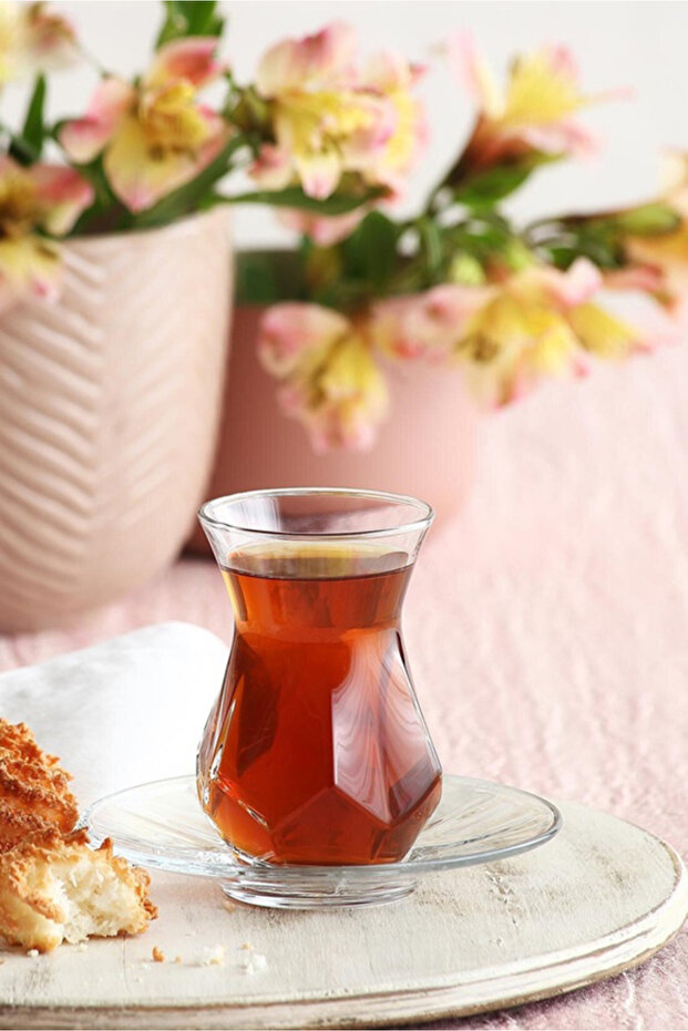 Alya Cam Çay Seti 6 Kişilik 165 ml (6 Çay Bardağı, 6 Çay Tabağı)