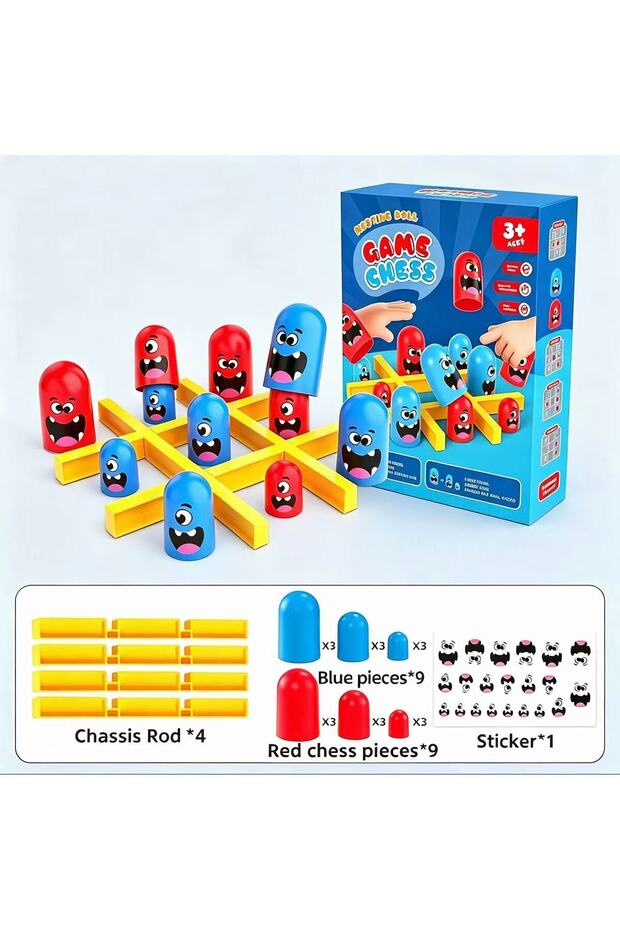 Colorful Tic-Tac-Toe Eat-and-Be-Sized Stacking Cups Dual Battle Board Game Parent-Child Interactive