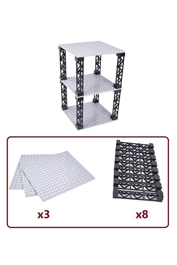 3 bricks 8 pillars Multi Functional Building Blocks Stackable Multi-Layer Desktop Storage Rack Simu - 1