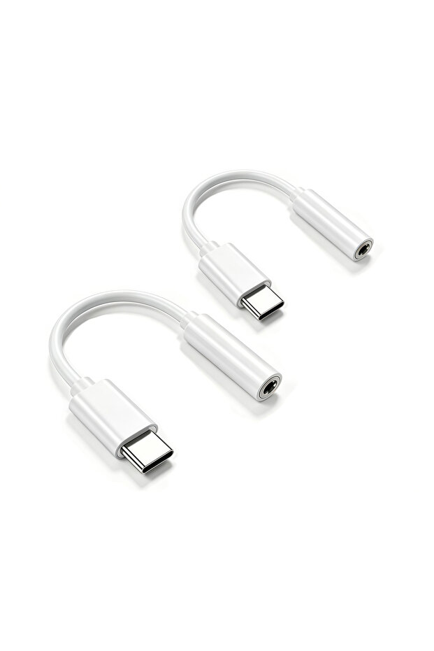 محول سماعة رأس USB Type C إلى 3.5 مم أبيض، قطعتان (عبوة من قطعتين) كابل دونجل صوت USB C إلى Aux أنثى