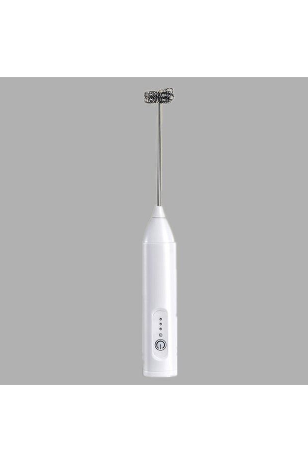 WHITE Electric Milk Foamer Blender Stainless Steel Handheld Milk Frother Wireless Coffee Whisk Mixer