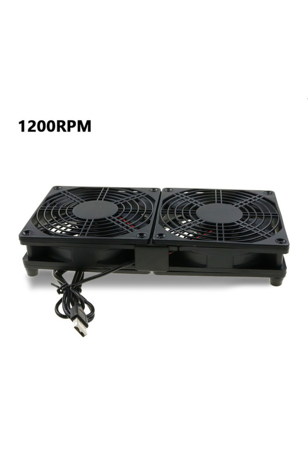 Dual Fan 1200RPM Router Cooling Fan DIY PC Cooler TV Box Wireless Silent Quiet DC 5V USB Power 120m