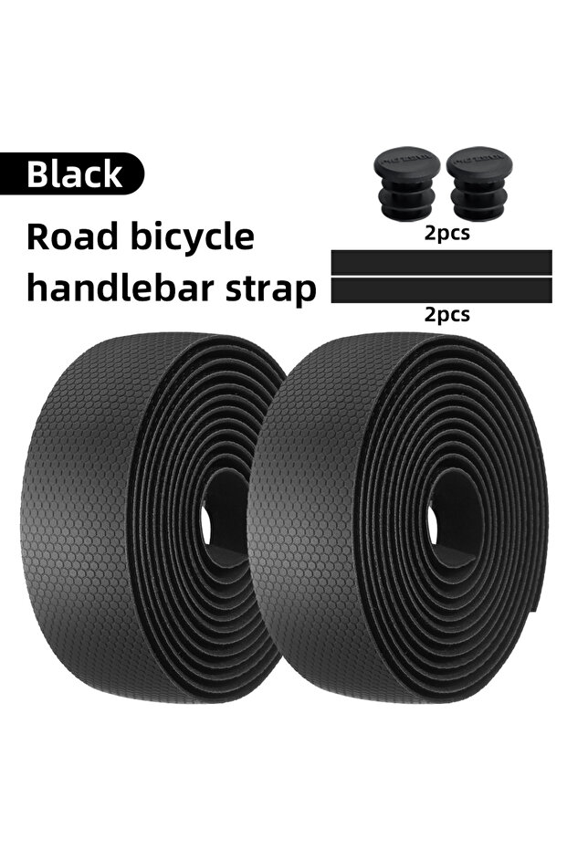 black MOTSUV Road Bike Handlebar Tape PU+EVA Leather Anti-slip Shockproof Bar Wraps Fixing Straps Cy