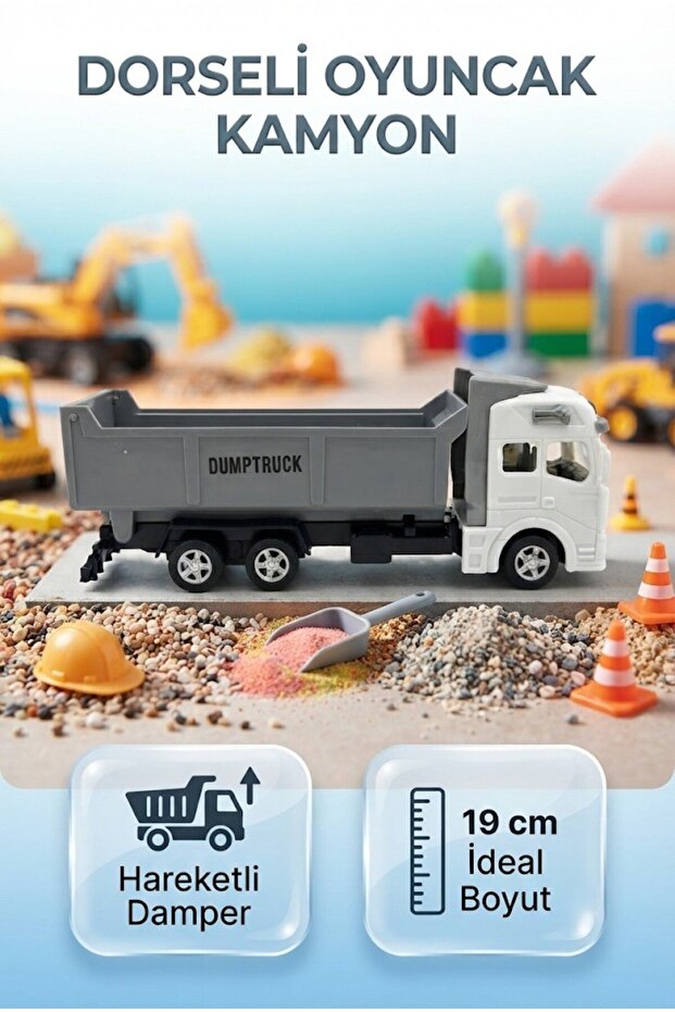 Realistic Detailed 19 cm Dorseli Pull-Back Educational and Fun Toy Truck with Opening Doors