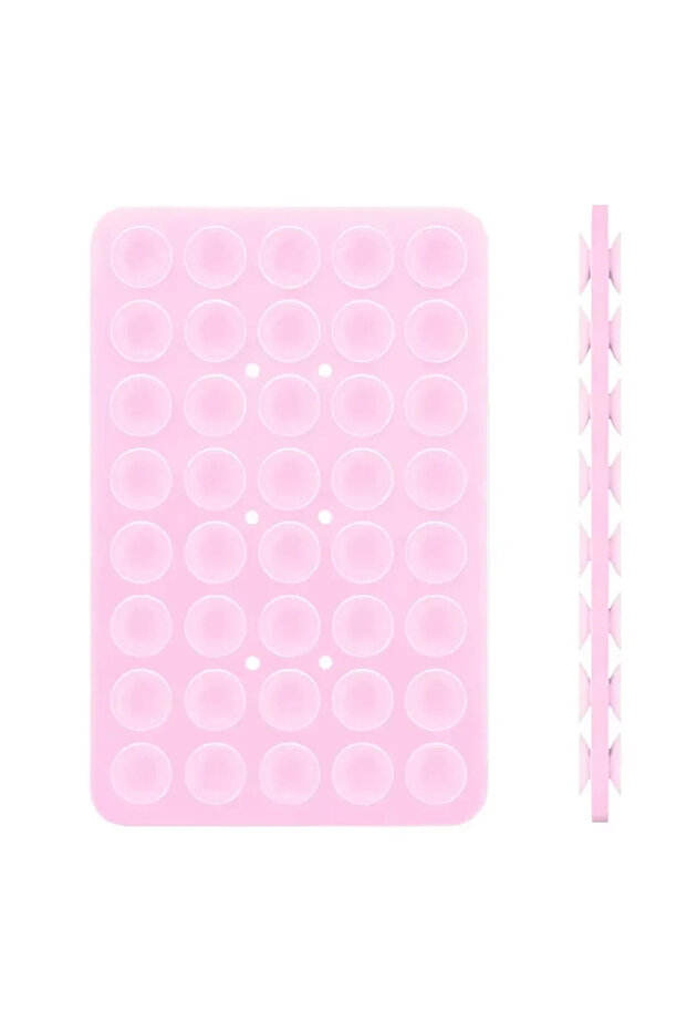 Light Pink Silicone Double Sided Suction Cup Phone Mount Hands-Free Mobile Stand Airplane Travel Ess