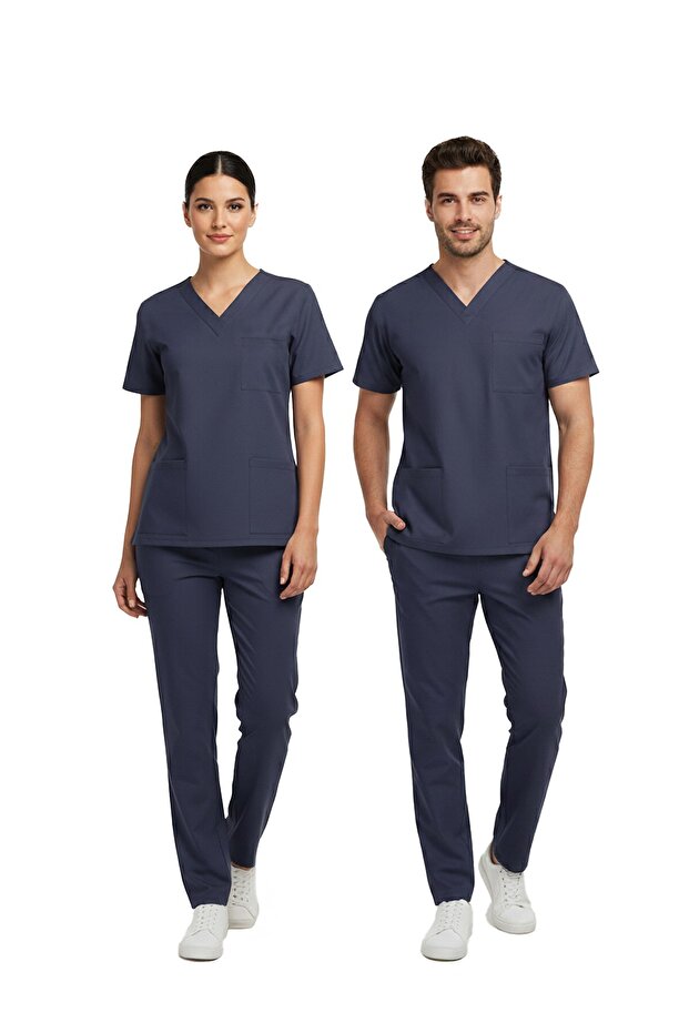 Patriot Blue Dr. Greys Doctor Nurse Medical Scrubs Set Luxury Lycra Fabric