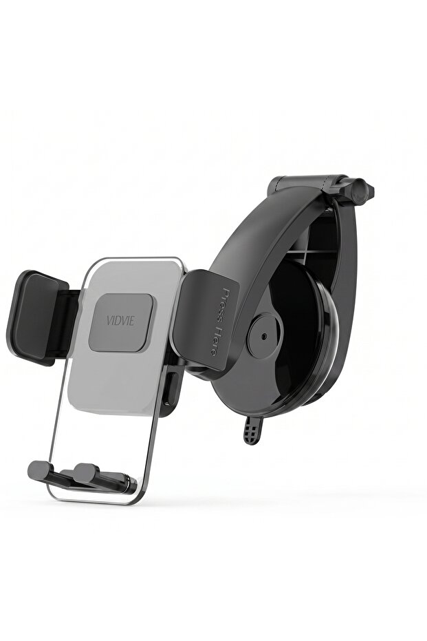 Adjustable Suction Cup Car Phone Holder, Dashboard & Windshield Mobile Holder for 4.7-7 Inch Smartphones, Black