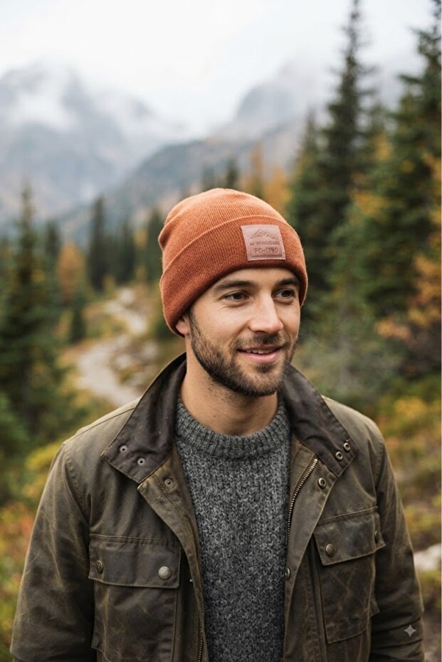 Change Beanie Fo 2666 Tile Warm Foldable Winter Beanie with Embossed Printed Label
