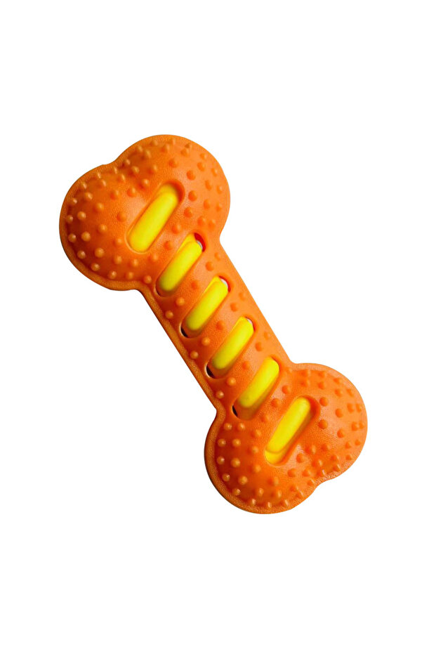 Orange Dog Chew Toy Squeaky Bones Bite-resistant Training Puppy Toy Teeth Cleaning Interactive Massa