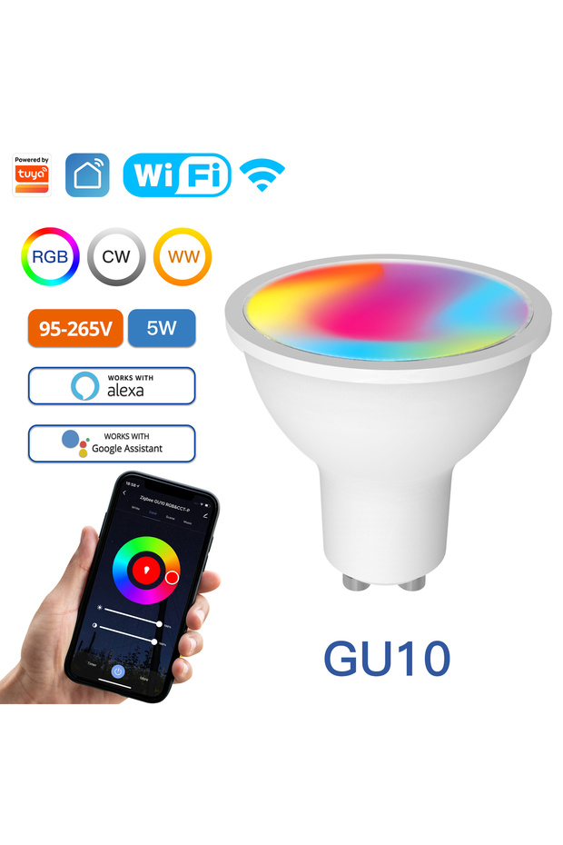 1 PCS Wifi GU10 95-265V Tuya ZigBee GU10 WIFI Smart LED Bulbs RGB C+W White 5W Dimmable La