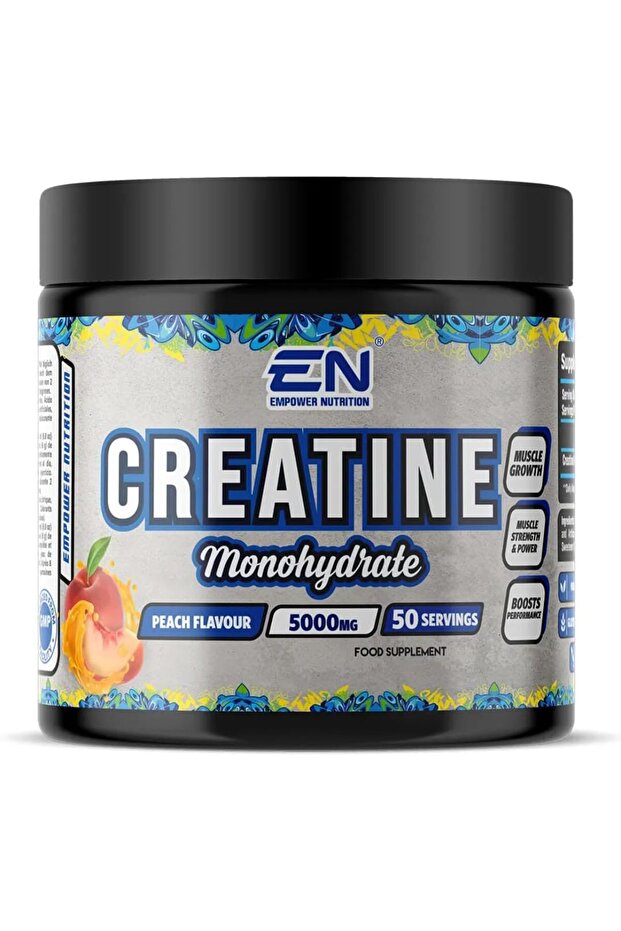 Creatine Monohydrate Powder, 300 g, Peach Flavor – 5g Creatine Per Serving, Vegan, Sugar-Free, Easy Mix