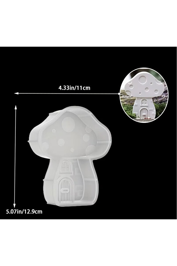 02 Mushroom House Mold - Cute Mushroom House with Doors & Windows, for Resin, Epoxy, Silicone Crafts