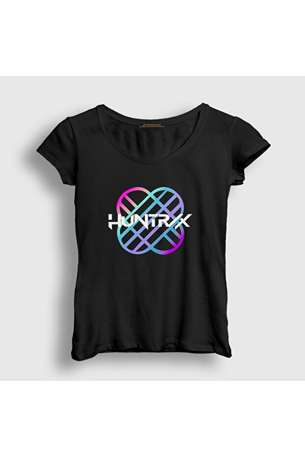 Women's Black Logo Huntrix K Pop Demon Hunters T-Shirt 572521Tt