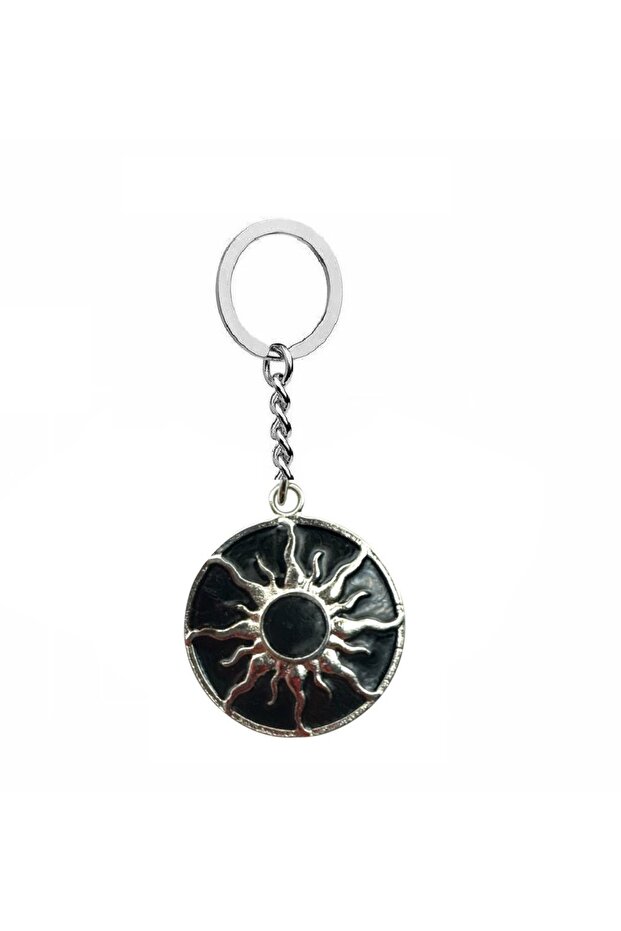 Unisex Keychain with Black Sun Figure – Mystical and Modern Design