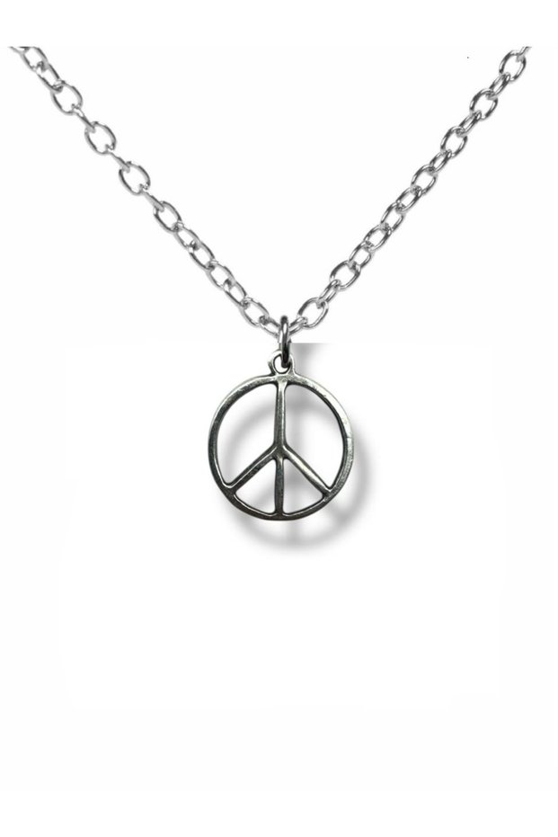 Peace Symbol Figured Necklace – Zamak Plated Unisex Minimalist Accessory with 60 cm Chain