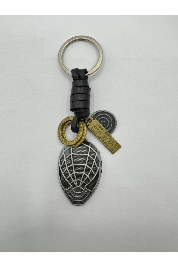 Spiderman Superhero Logo Genuine Leather Keychain – Durable and Stylish