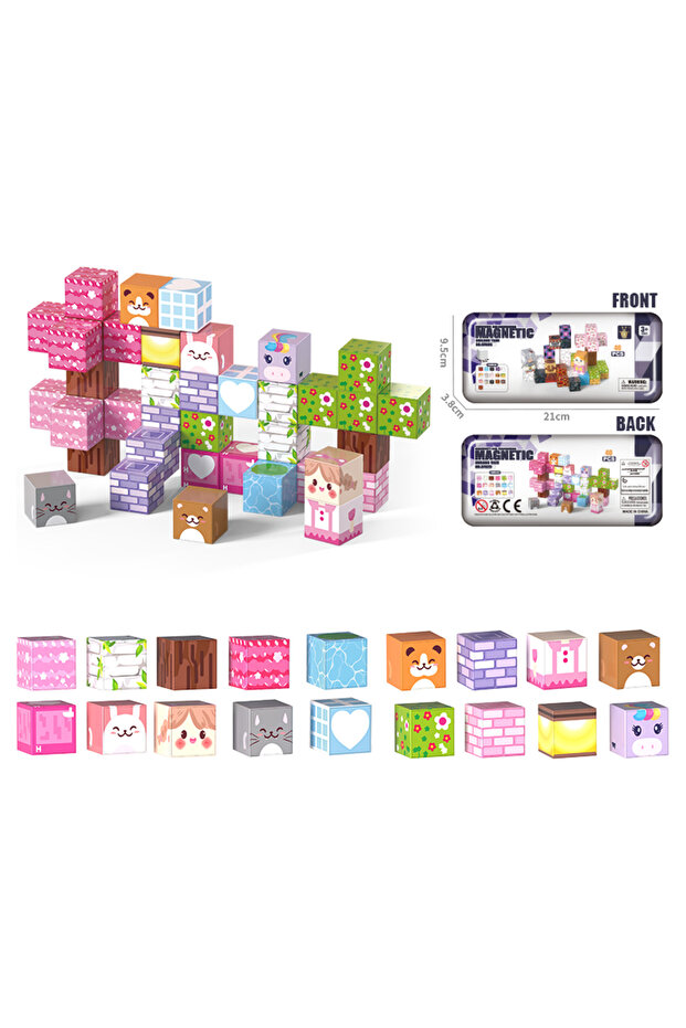 CFD26-40pcs 40PCS Iron Box Magnetic Building Blocks Magnet Cube Stacking Game Set STEM Educational S