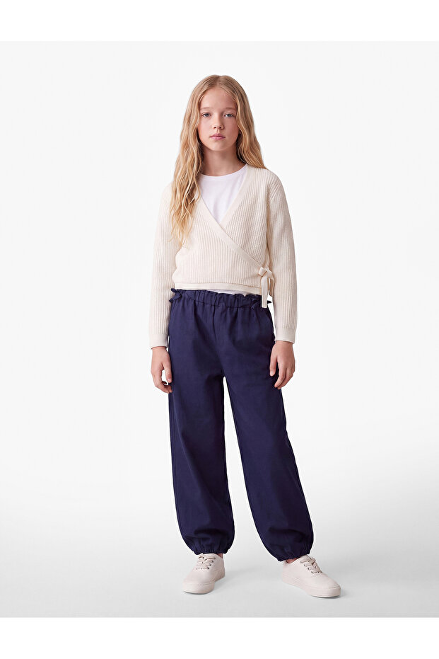 Cotton Bow Detailed Balloon Cut Pants