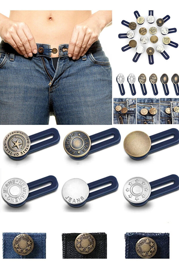 10 Pieces Metal Buttons - Magic Jeans, Waist Extender Replacement Buttons