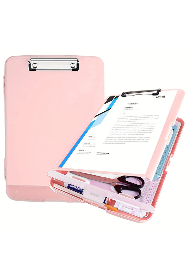 83001 1PC Multifunctional PP Plastic Double-Layer Folder with Storage Compartment, Pen Slot and Pape