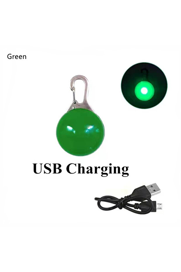 Green Led Dogs Collars Pendant Rechargeable Pet Usb Luminous Collar Pendant Puppy Flash Light Leash